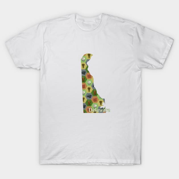 Delaware State Map Board Games T-Shirt by adamkenney